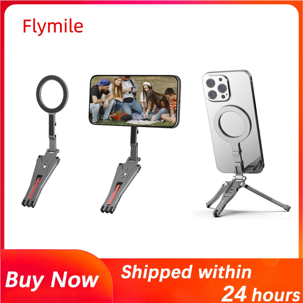 

Flymile Magnetic Adapter Tripod for Magsafe iPhone16 15 14 Pro Max Phone Universal Aluminum Alloy Selfie Live Broadcast Bracket