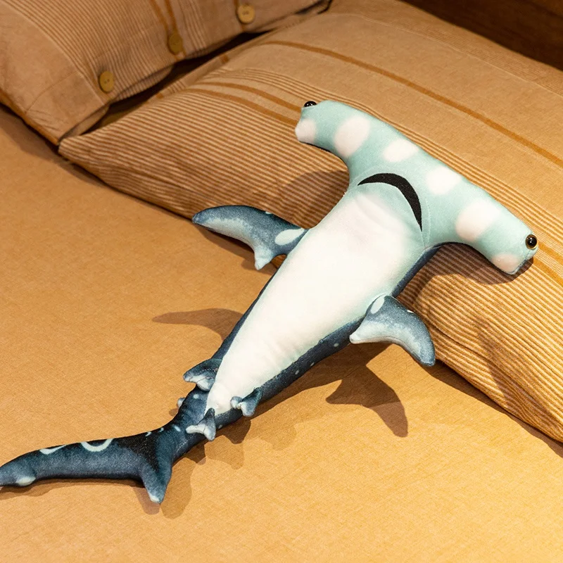 Simulation Riesenhammer Hai Plüschkissen Spielzeug Echte Kuscheltiere Hai Plüschpuppen Sofakissen Weiches Kinderspielzeug Geschenke