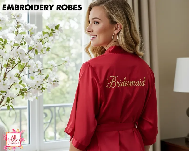 Vestaglie ricamate personalizzate Vestaglie ricamate personalizzate Vestaglie da sposa Abito personalizzato Vestaglie da sposa Abito in raso Vestaglie kimono