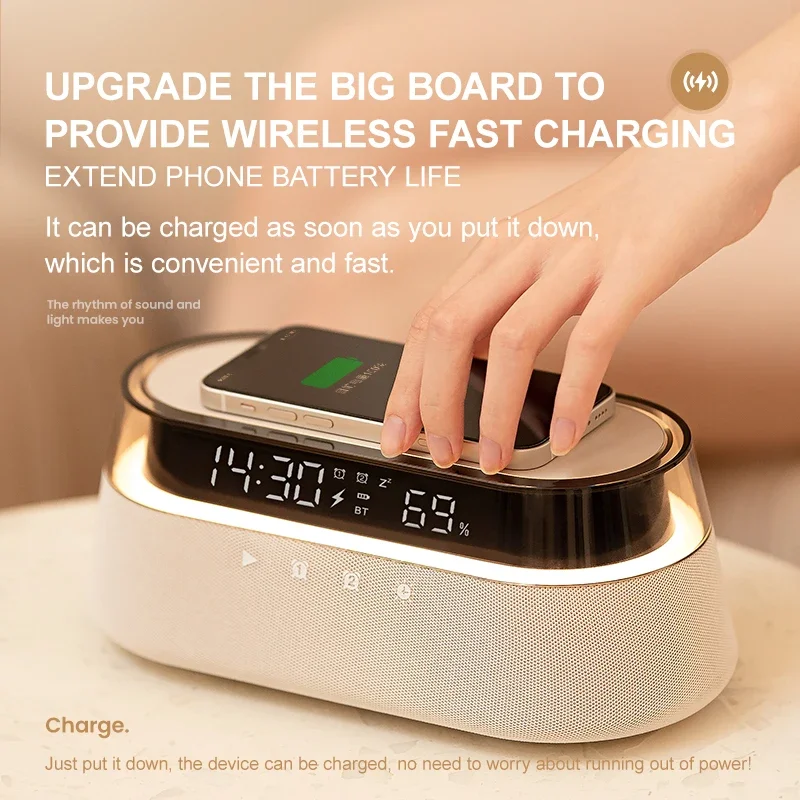 Colsur S39 Bluetooth stereo 1800mAh Battery Support 15W wireless charging digital clock display night light Bluetooth speakers