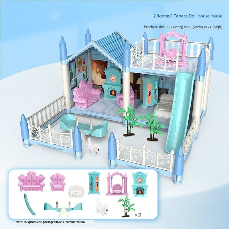 DIYプレイハウスドールハウスセット、シミュレーションヴィラ、親子インタラクション、リトルプリンセスキャッスルおもちゃ