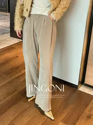 Corduroy Cargo Pants Y2K Women Clothing 2024 Woman Autumn Korean Fashion Style Vintage Elegant Long Trousers Wide Leg High Waist