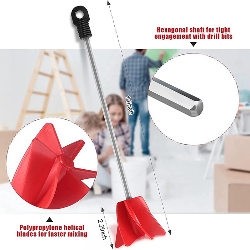 1PC Mud Grouting Mortar Tool Hexagon Shaft Plaster Paint Mixer Mixing Paddle Rod Electric Drill Construction Agitator