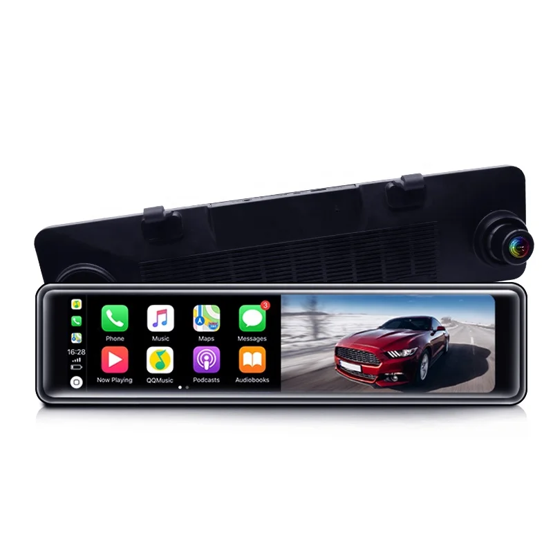 12 Inch Car Dvr Universal Carplay Mirror Dash Cam Dual Lens Car Camera Full Hd Drive Recorder Stream Dash Camera Rearview Mirror