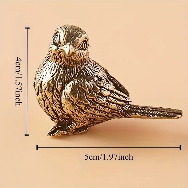 Antike Messing-Spatz-Statue, Vogel-Skulptur, massives Messing, Vogel, Heimdekoration, Sammlerstück, Mini-Tierfigur für verschiedene Raumanten – Detail 1
