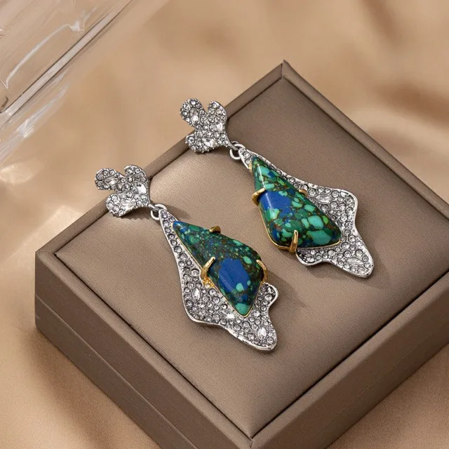 Original Design Copper Gold-plated Two-color Full Diamond Stud Earrings