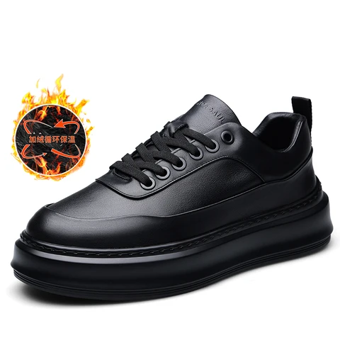 Men's new British comfortable and versatile black lightweight and breathable thick soled board shoes 240929