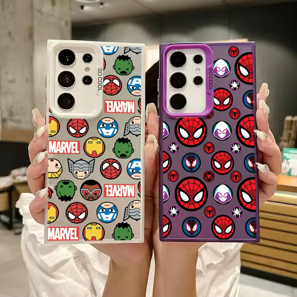 

Cute Cartoon Marvel Hero Luxury S25 Case For Samsung Galaxy S25 S24 Ultra S23 S21 S20 FE S22 Ultra Plus Shockproof Phone Cover