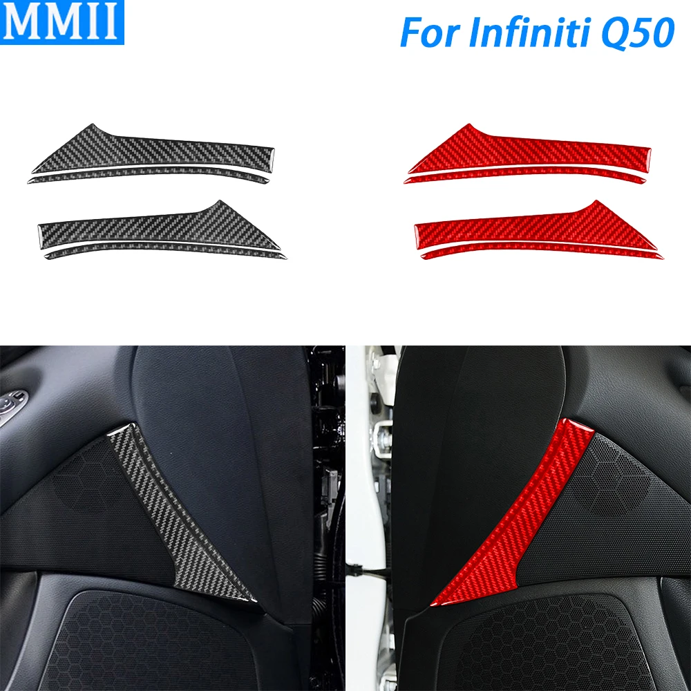 

For Infiniti Q50 2014-2020 Carbon Fiber Front Door Speaker Panel Decorative Strips Car Interior Decoration Accessories Sticker