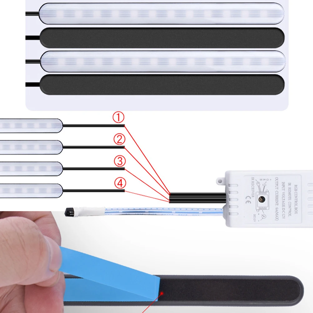 

Car Atmosphere Lamp Rgb LED Light Bar Durable ABS Material Wireless Control 16 Colors 2 Fade Modes Car Lights Decor