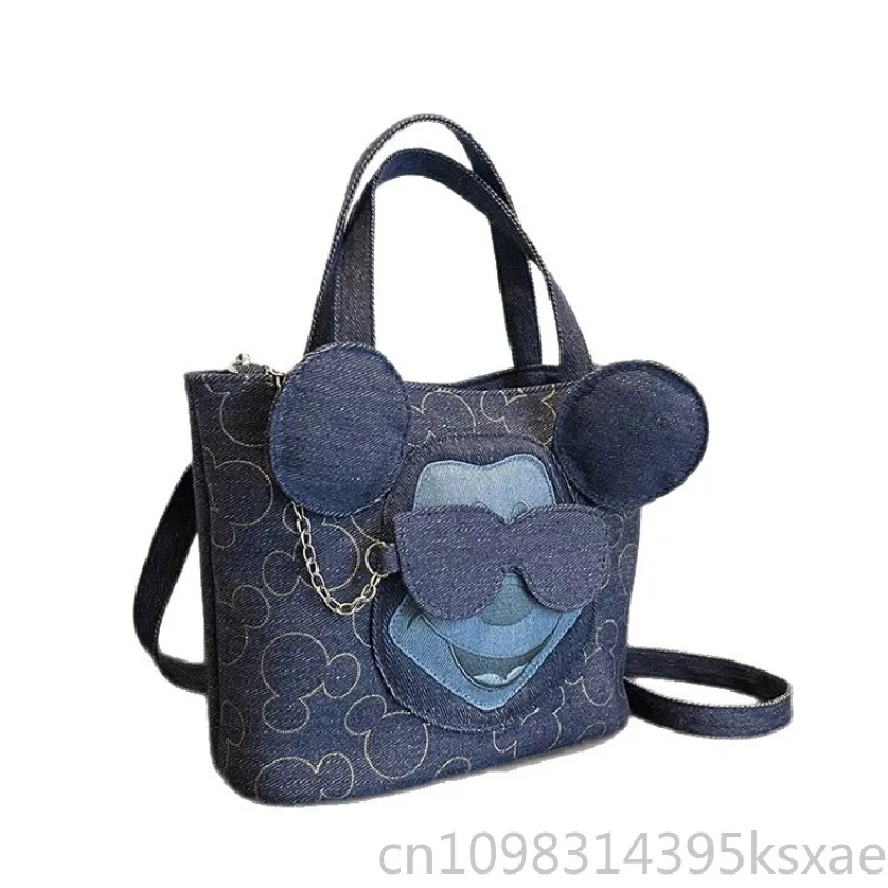 

Disney Mickey Mouse Denim Tote Bag Vintage Crossbody Shoulder Bag for Women Girls Daily School Use