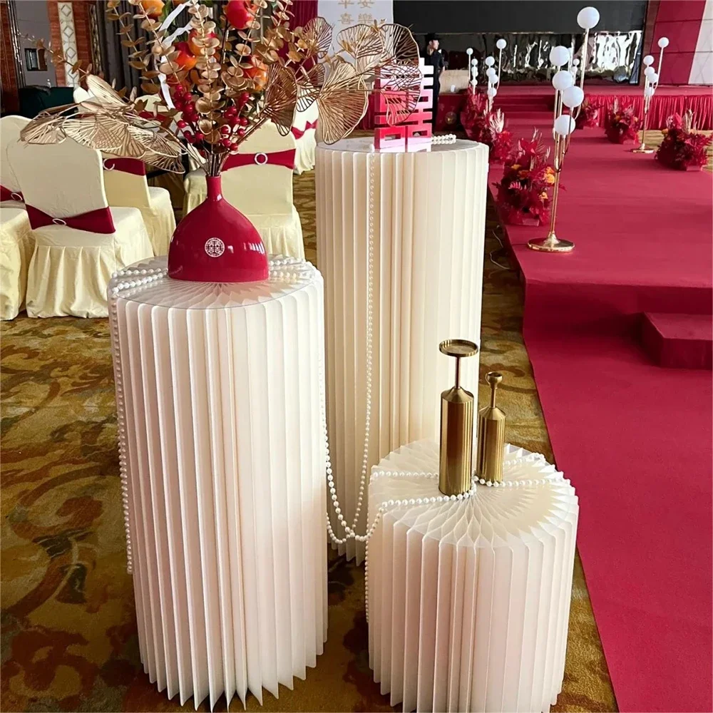 Folding Paper Roman Column Ornaments Party Wedding DIY Decoration  Dessert Cake Table Stand Columns  Decoration Display Stand