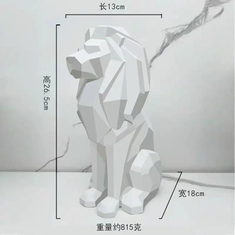 2026 Unique VIKAMA Fashion Black White Modern Office Study Living Room Home Decoration Resin Lion Sitting Lion Sculpture D
