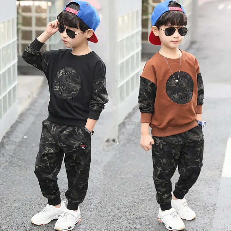 

Children's Clothes Sweatshirt Boys' Spring Clothes Sports Suits Military Clothes Kids Spring Camouflage Clothes 2Pcs Sets 4-12Y