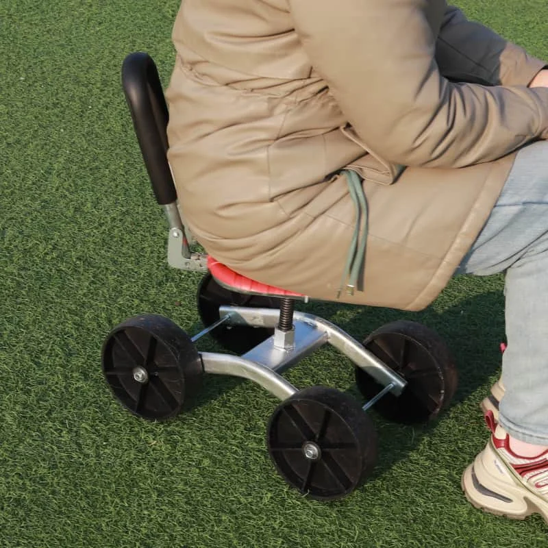Commercial Greenhouse 360 Rotating Four Wheel Farm Stool Seat with Adjustable Height