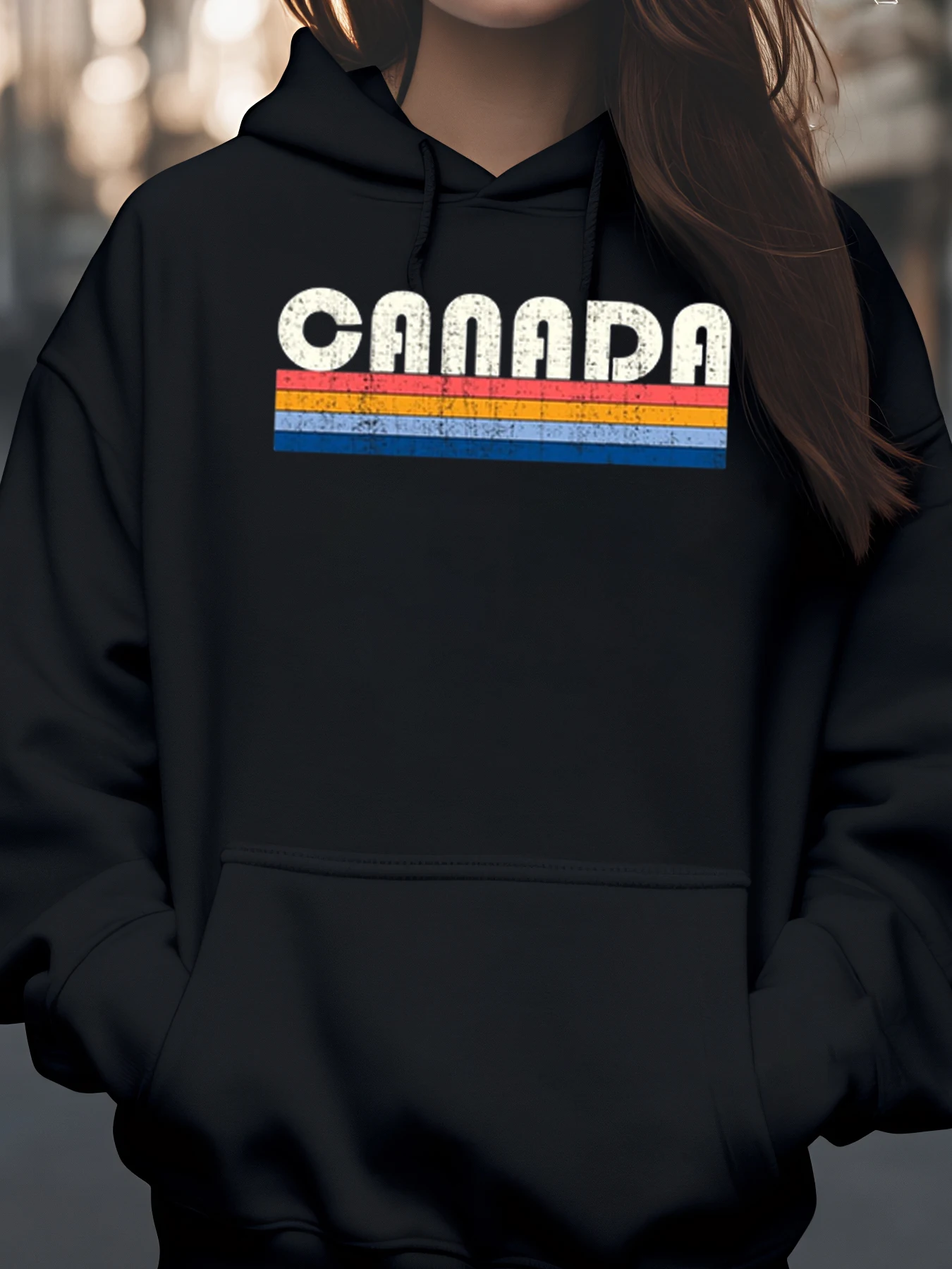 كندا قوس قزح شريط طباعة هوديي كندا يوم عارضة ارتداء للنساء