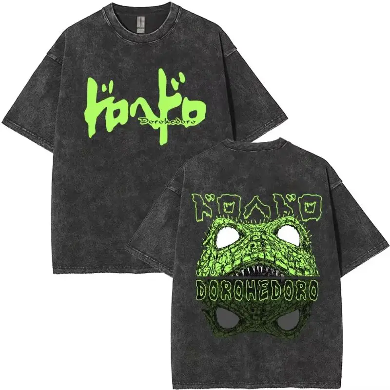 Anime Dorohedoro Graphic T-shirt Kaiman Merch T Shirt Washed Vintage Gothic Manga Rock T-shirt High Street Oversized T-shirts