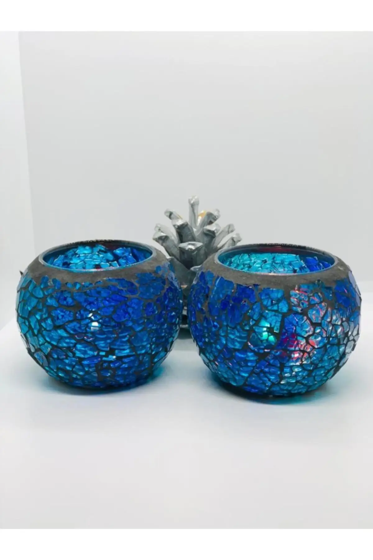 Mosaic Glass 2 Piece Candle Holder Set Gift Scandinavian Model Handmade Candle Mold Candlestick Vase