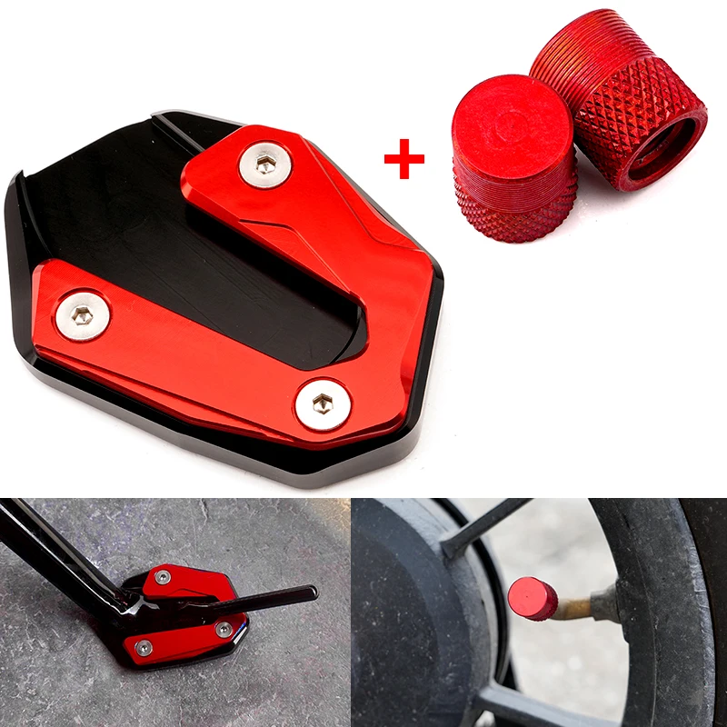 Motocicleta Kickstand pé Side Stand, Ampliar Pad, tampa da válvula do pneu, acessórios para FZ 25, FZ-25, FZ25, 2017-2024 +