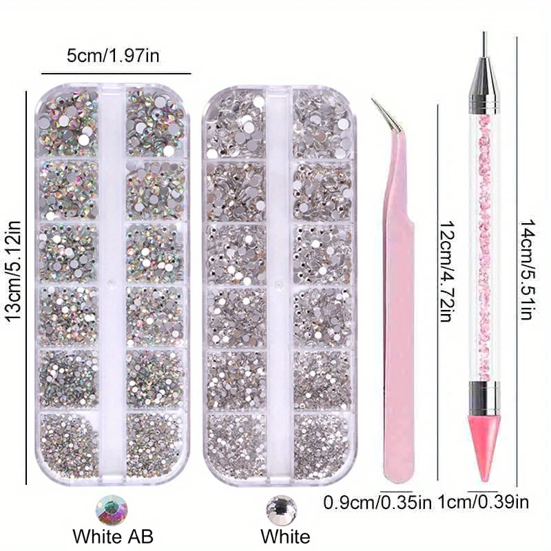 

3D в штучной упаковке, стразы для дизайна ногтей с плоской задней частью, драгоценные камни, стекло AB и прозрачный кристалл, комплект украшений, подвески, маникюр «сделай сам», инструменты для расстановки