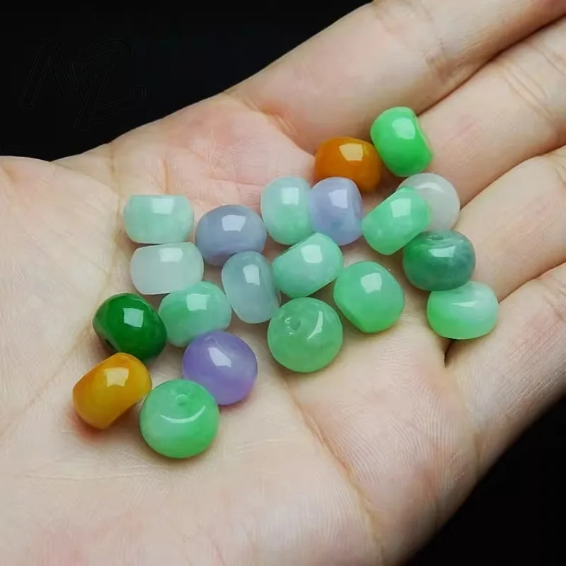 10pcs Natural Colorful Abacus Jade Beads DIY Bracelet Bangle Charm Jadeite Jewellery Fashion Accessories Amulet Gifts Women Men