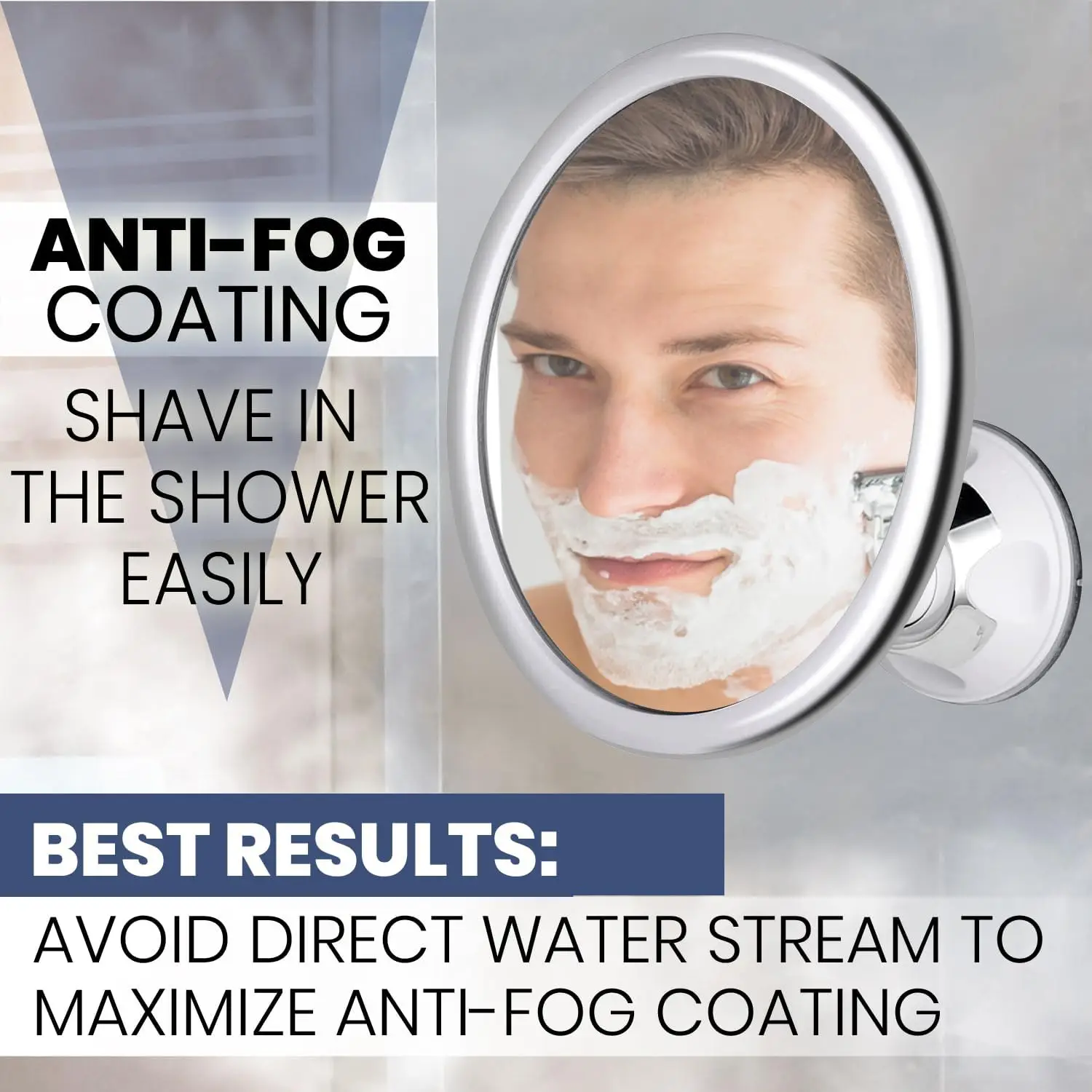 Fogless Makeup Bath Mirror With Powerful Suction Cup for Shower 360 Swivel Anti Fog Shower Mirror for Shaving and Bathroom