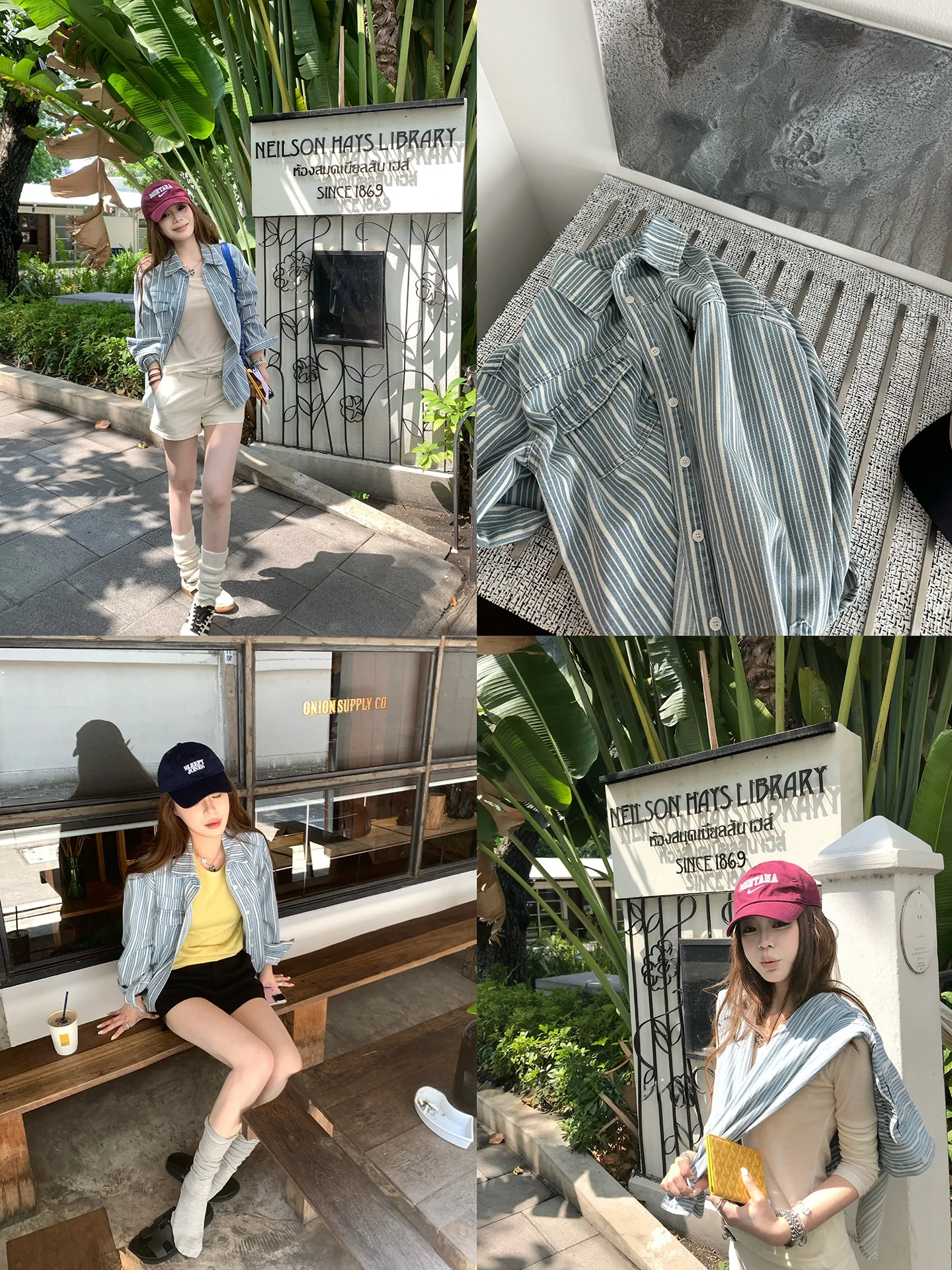 

Loose Korean Style Blue White Stripes Denim Shirt Sun Protection Outerwear Women's Fashion Summer Casual Long Sleeve Blouse