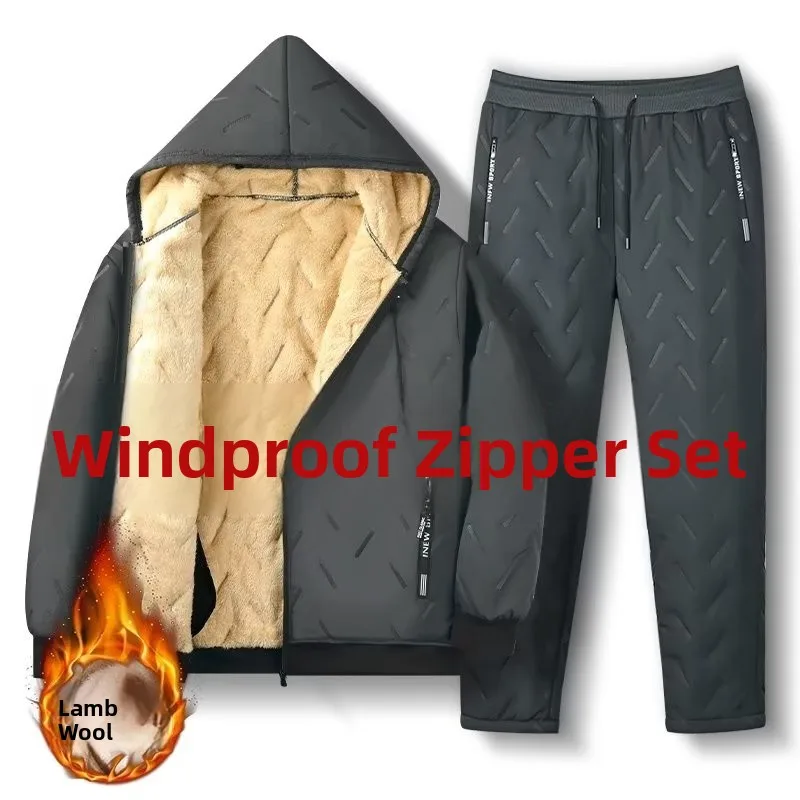 

Зимний рабочий костюм из овечьего вельвета с капюшоном, мужские утепленные хлопковые брюки, теплый хлопковый костюм большого размера, спецодежда