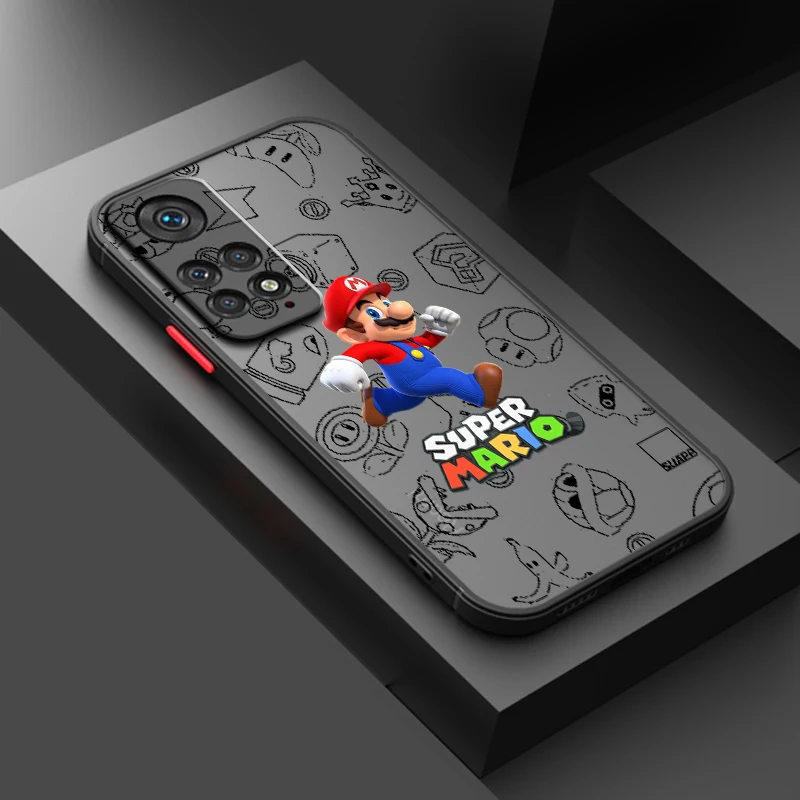 Anime Super M-Mario Cute Art smerigliato traslucido per Redmi 8 8A 9A 9C 9AT 9 9T 10X 10A 10C 10 11A 12C 12 13C 5G Funda