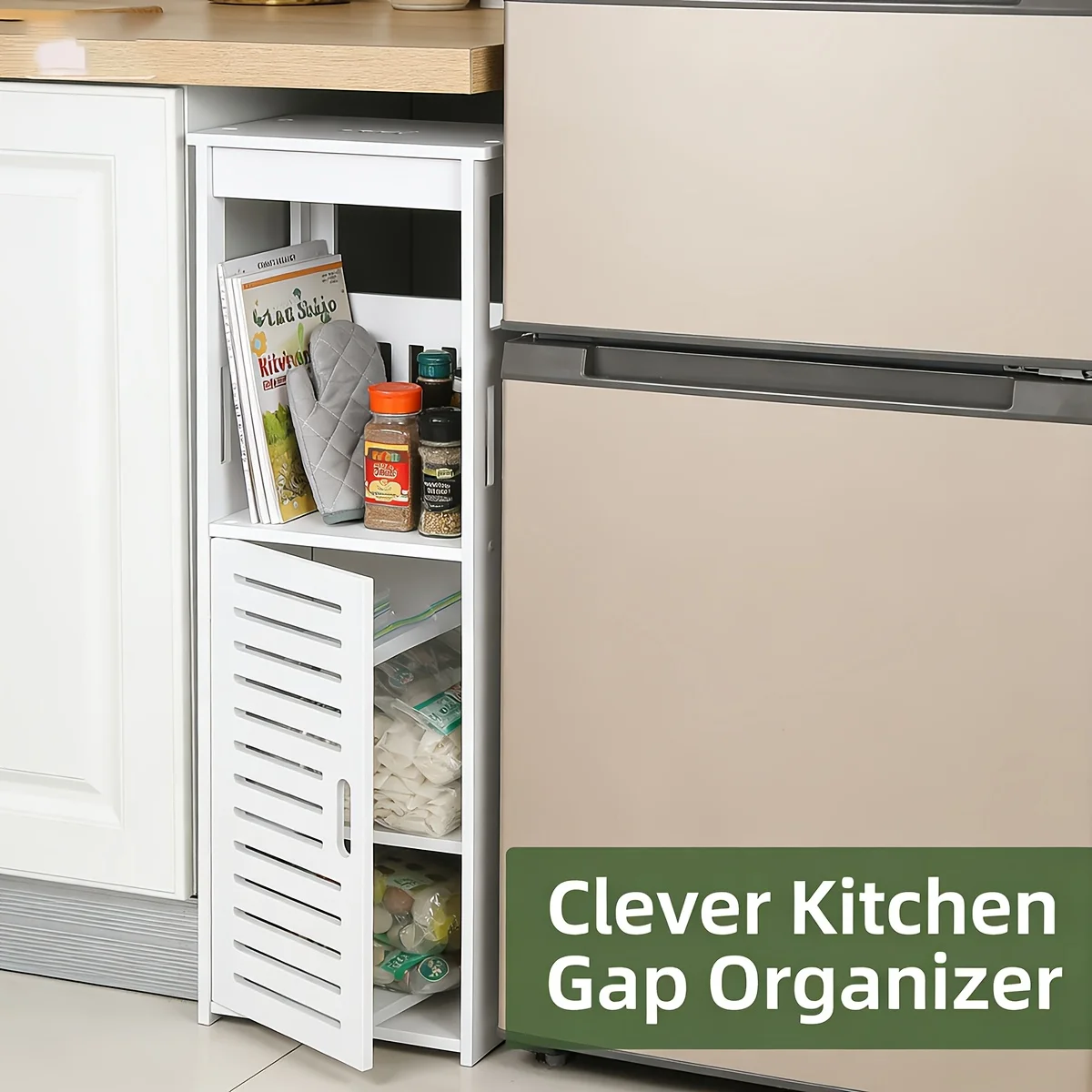 Narrow Gap Storage Cabinet, Dust?Proof Door?Equipped Slim Gap Organizer for Bathroom, Living Room Sofa Gap, Bedroom Bedside Narr