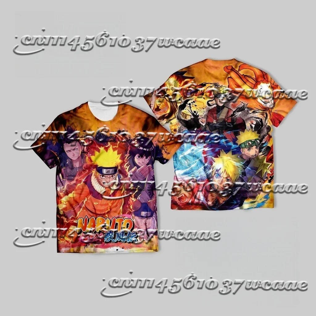 Nueva Camiseta de Anime de Manga Corta con Estampado de Personajes a Todo Color de Naruto Shippuden, Diseño Exclusivo Universal, 4 Estilos, para Combinar en Familia