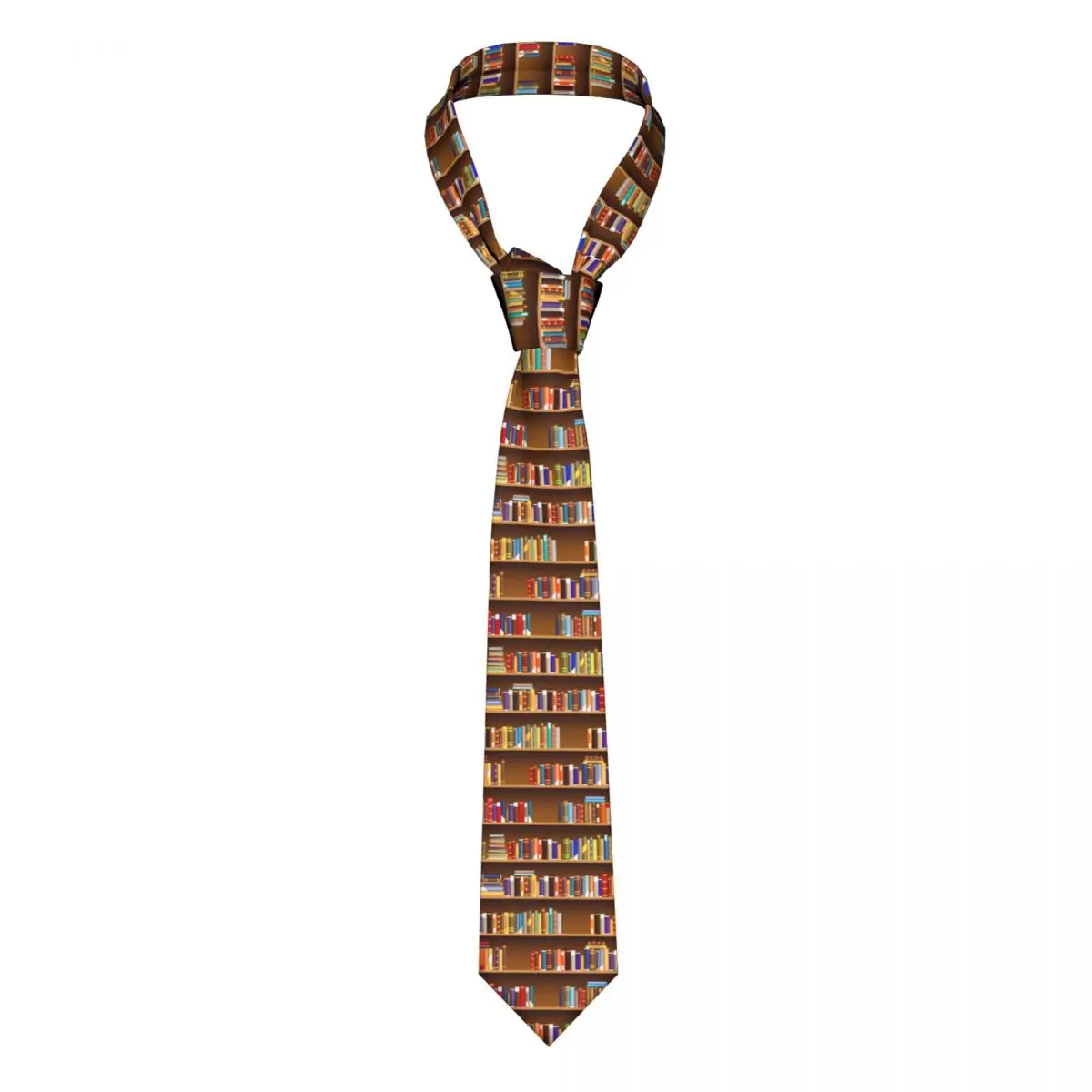 

Cartoon Vintage Bookshelf Necktie Men Slim Polyester 8 cm Narrow Neck Ties for Mens Daily Wear Gravatas Party