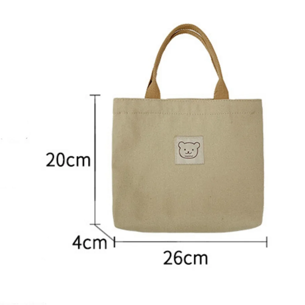 Bear Printed Canvas Tote Bag Women Shopper Handbags Reusable Ladies Casual Storage Bags Large Capacity School Shoulder Bag