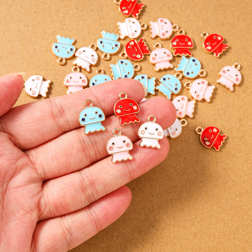 10pcs Lovely Enamel Octopus Charms Pendants for Jewelry Making Necklace Earrings Bracelet DIY Handmade Accessories Supplies