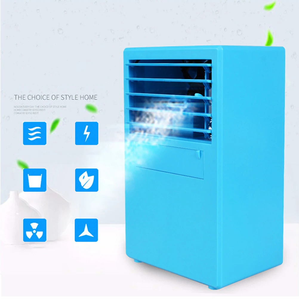 

Portable Humidifier Fan 420ml Capacity Quiet Blue Desktop Device for Office Small Cooler Three Wind Settings Low Power