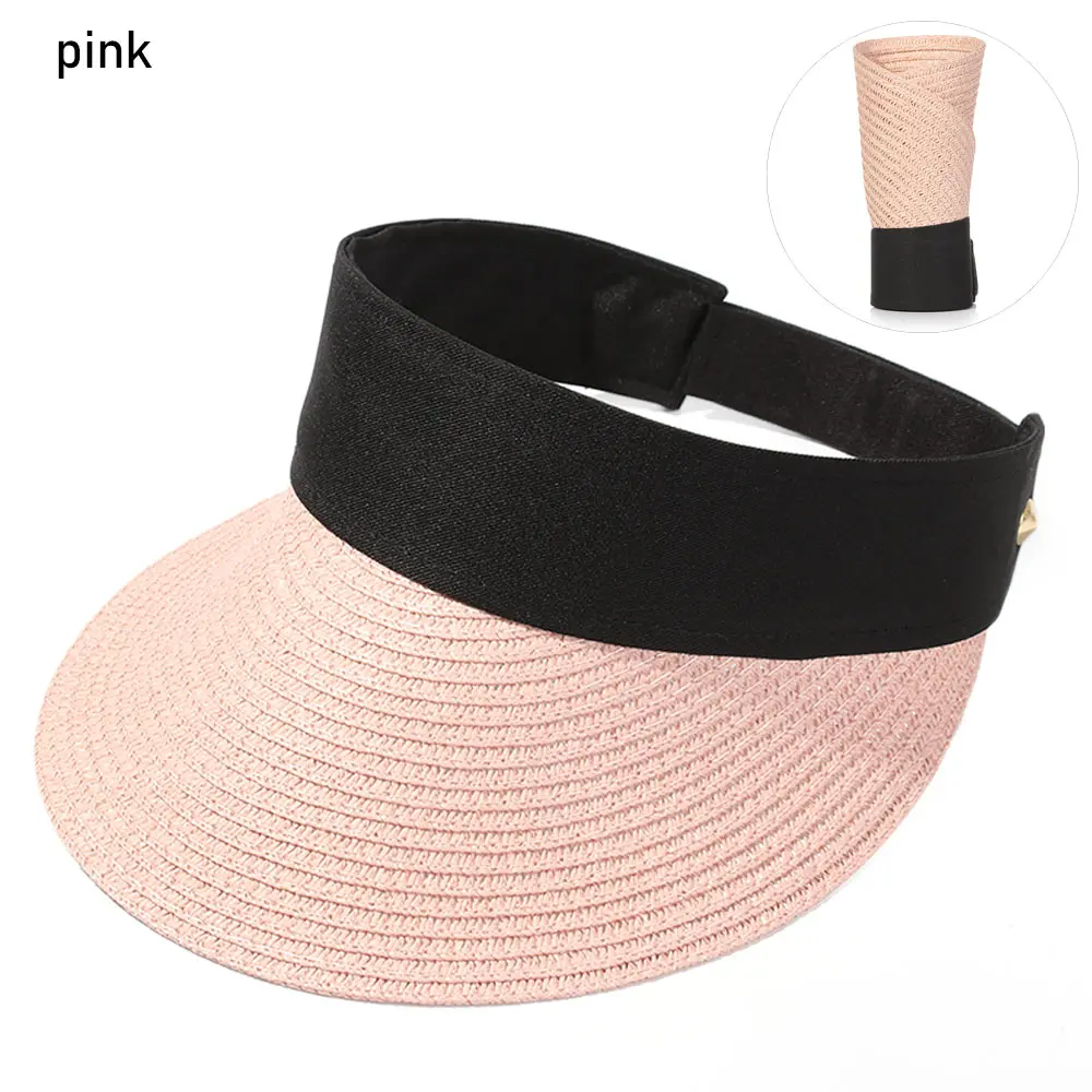 Women Foldable Portable Straw Cap Sun Hat Beach Hat Visors