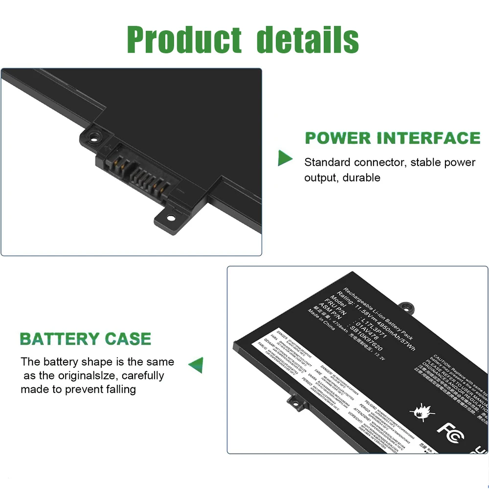 SKOWER 57Wh 01AV478 01AV479 01AV480 Laptop Battery for lenovo thinkpad t480s L17L3P71 L17M3P71 L17M3P72 SB10K97620 SB10K97621 view 4