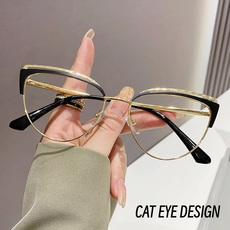 

Unisex Metal Cat Eye Computer Glasses Ultra Light Blue Light Blocking Eyewear Vintage Fashion Plain Eyeglasses