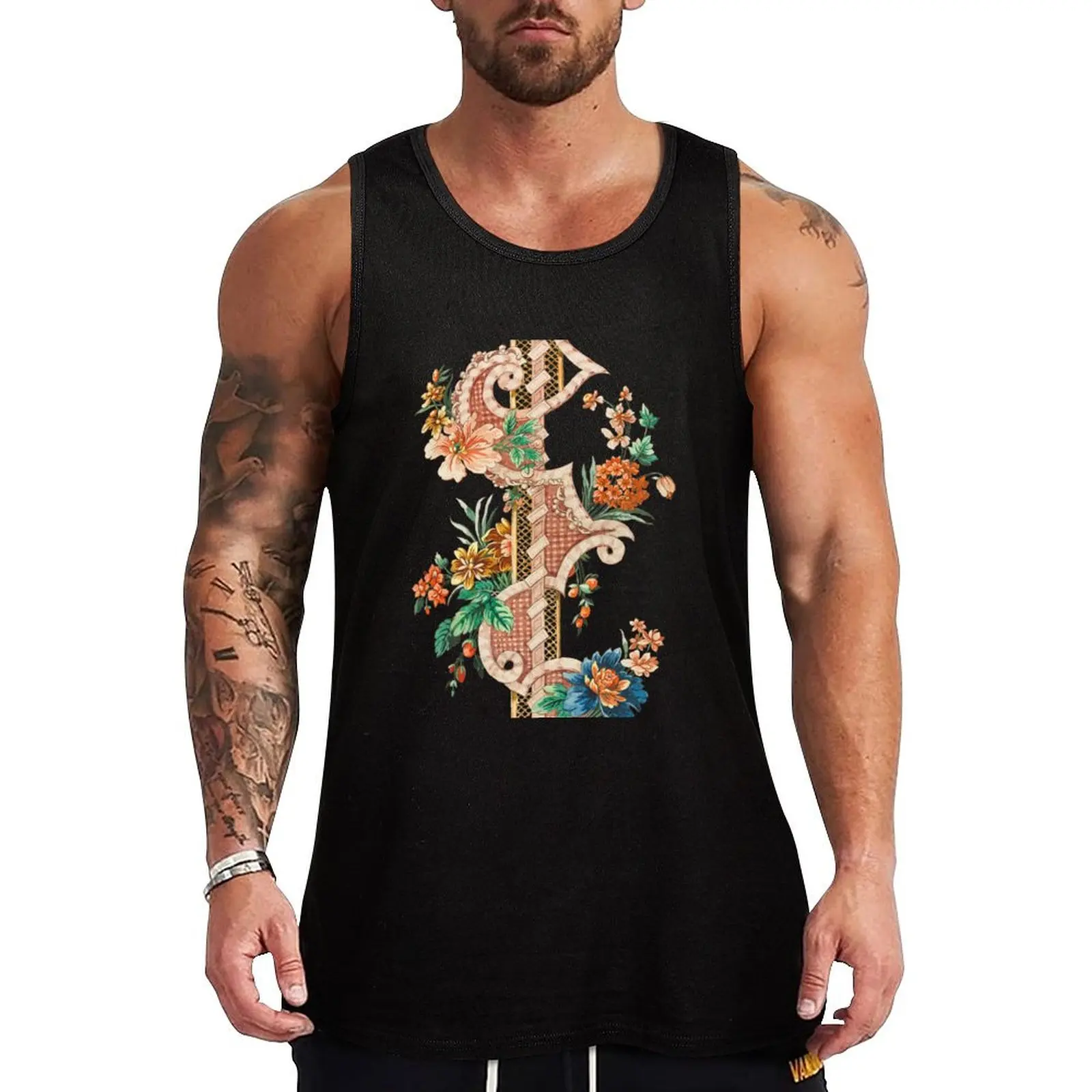 

Vintage Blooming Flower Branch on Plant Stand Tank Top sleeveless jackets sleeveless mens designer clothes summer 2025