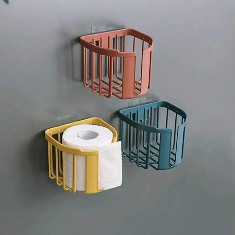 

Punch-Free Toilet Paper Shelf Bathroom Kitchen Tissue Box Wall-Mounted Sticky Paper Storage Box Toilet Paper Holder Roll Paper