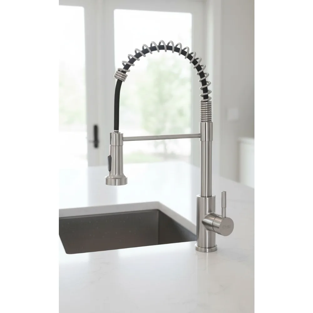 

Stainless Steel Pull Down Kitchen Faucet with Sprayer - 360° Swivel for Farmhouse, RV & Outdoor Use