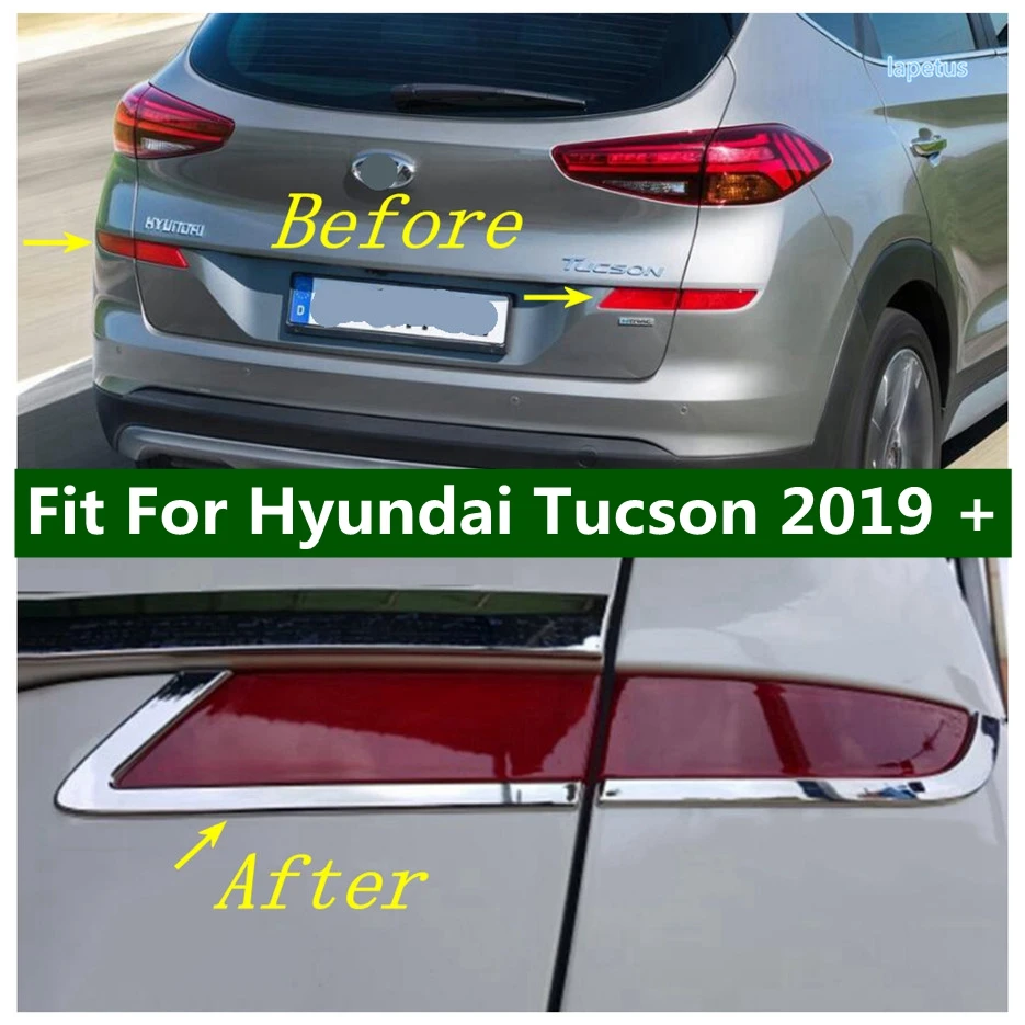 

Rear Tail Bumper Fog Lights Foglight Lamps Decor Strip Cover Trim Fit For Hyundai Tucson 2019 2020 Chrome Exterior Accessories