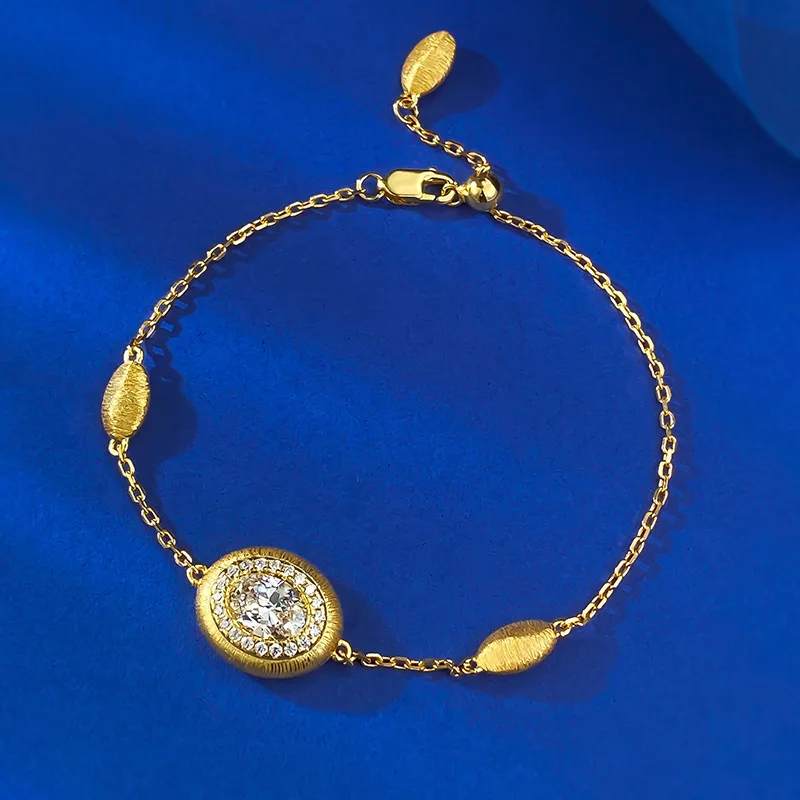 

S925 sterling silver gold-plated mid Ghulas vintage bracelet with flowing golden age pigeon egg bracelet adjustable