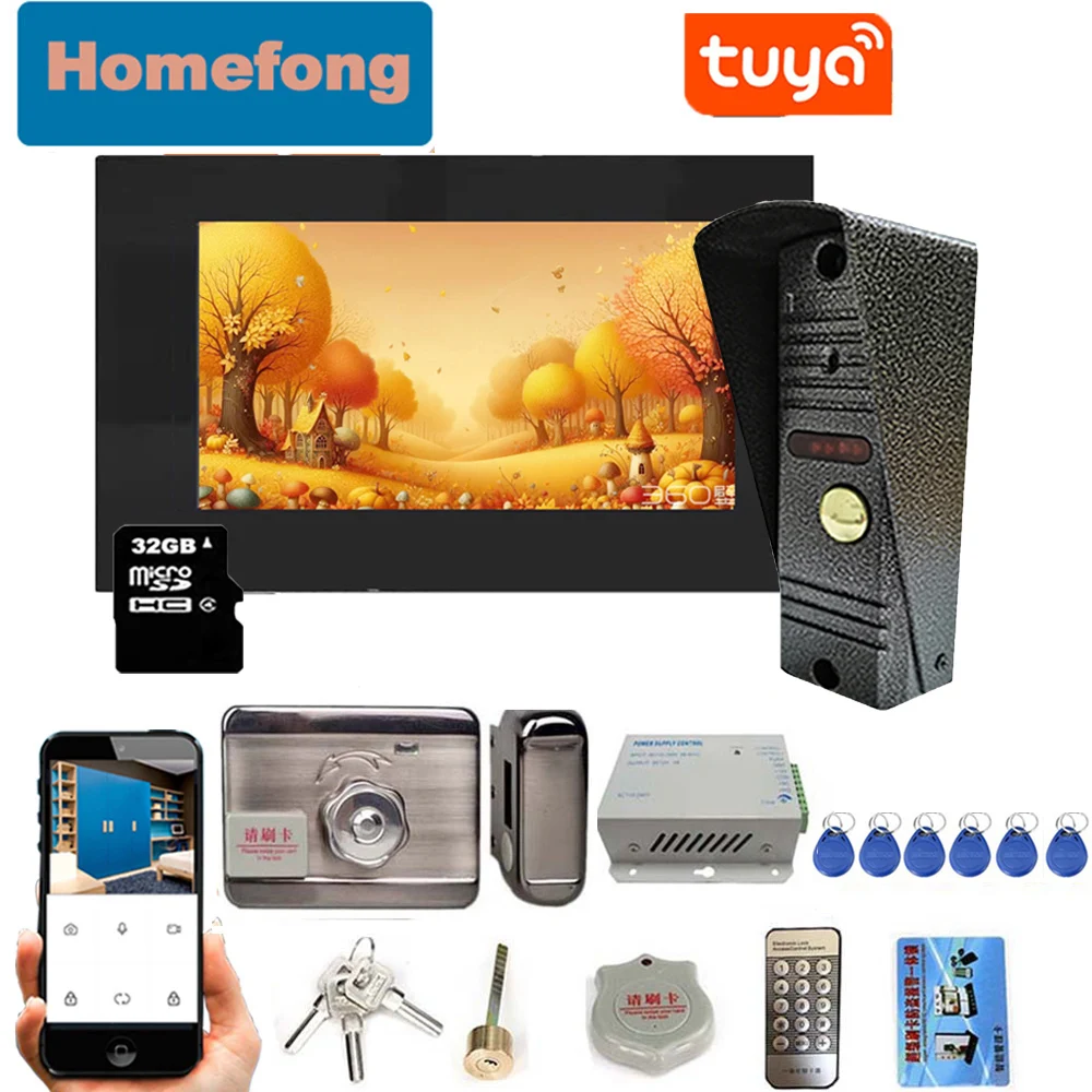 

Homefong 7 Inch Home Intercom Tuya Wifi Smart Video Door Phone Doorbell Station with Lock 1080p HD Unlock Motion Detection