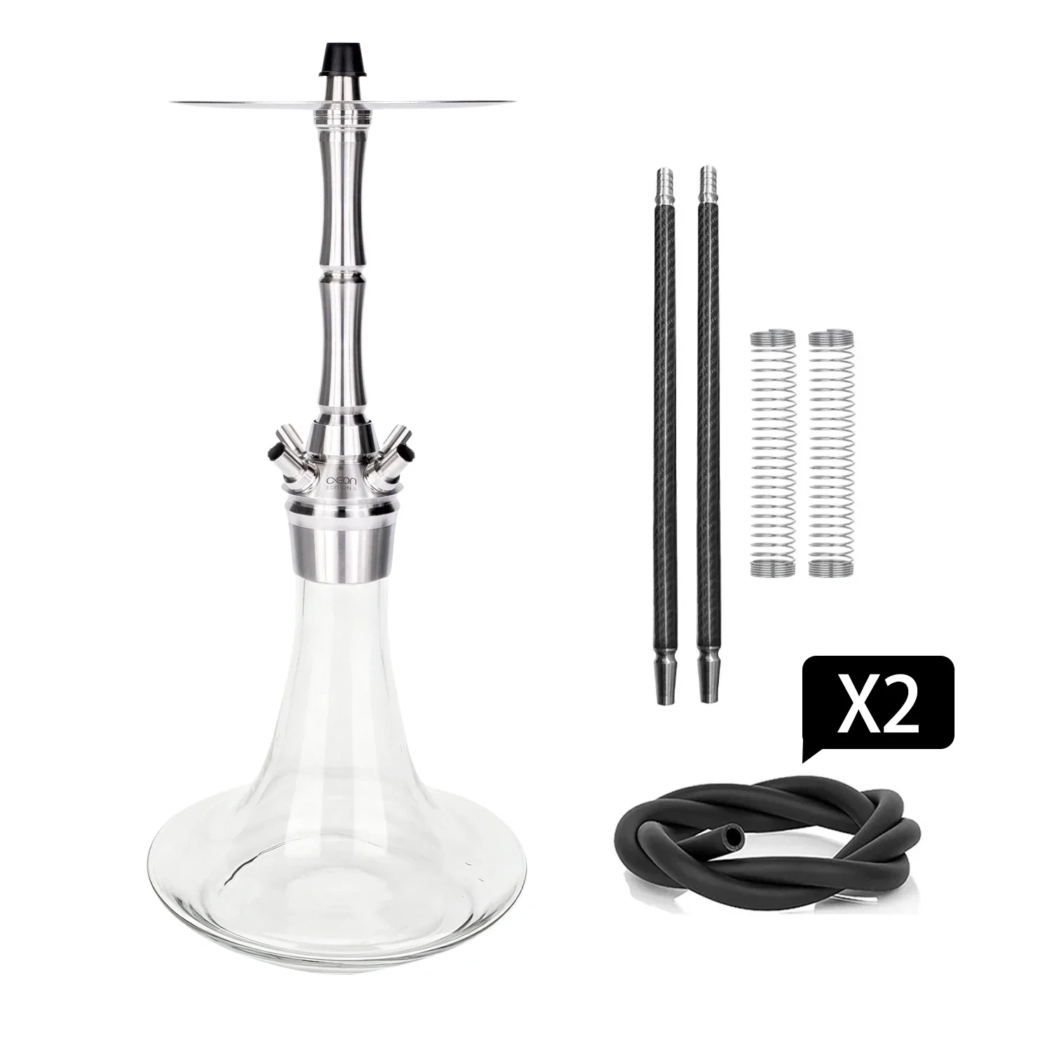 AEON AE5 Premium Plus Hookah Shisha 2-4 Hose High Quality Stainless Steel Large Hookah With Glass Bottle