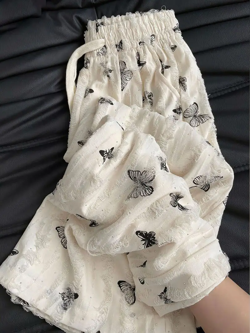 

High Waist Printed Casual Pants Women's Spring Summer 2025 New Design Drapey Straight Leg Wide Leg Pants Comfortable Fit