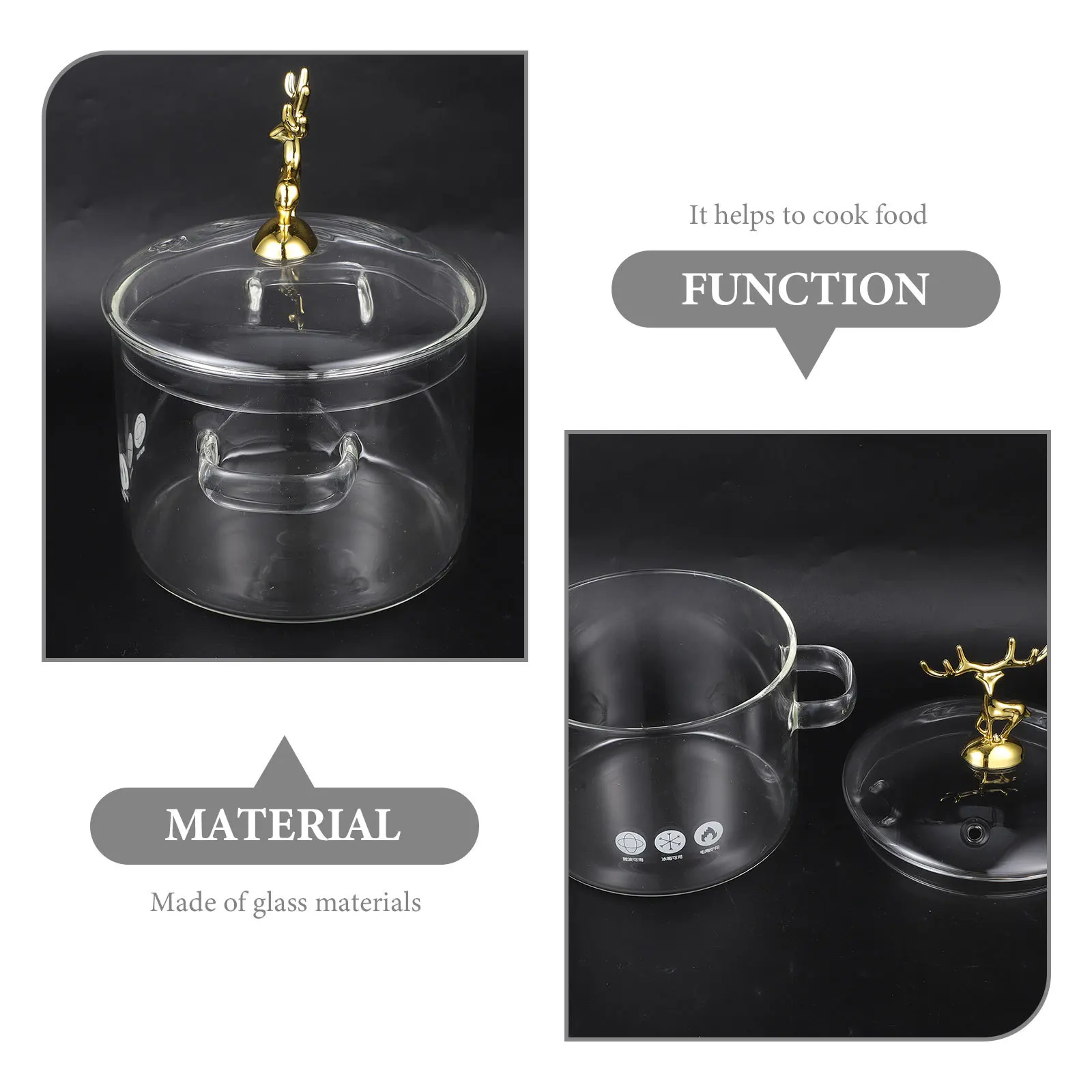 

Горшок для тушения супа, стеклянный кипящий для плиты, кастрюли для приготовления лапши быстрого приготовления, прозрачные с крышкой