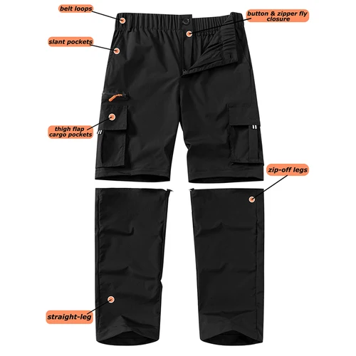 Imagen 2 del producto Pantalones Cargo convertibles con cremallera para hombre, pantalones ligeros de secado rápido para exteriores, pantalones informales para pesca, senderismo y acampada para primavera y otoño