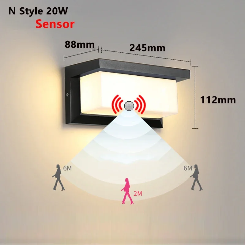 Imagem -02 - Led Luz de Parede para Exterior Impermeável 20w Ac85265v Ip65 Sensor de Movimento Radar Superfície Montada Varanda Jardim