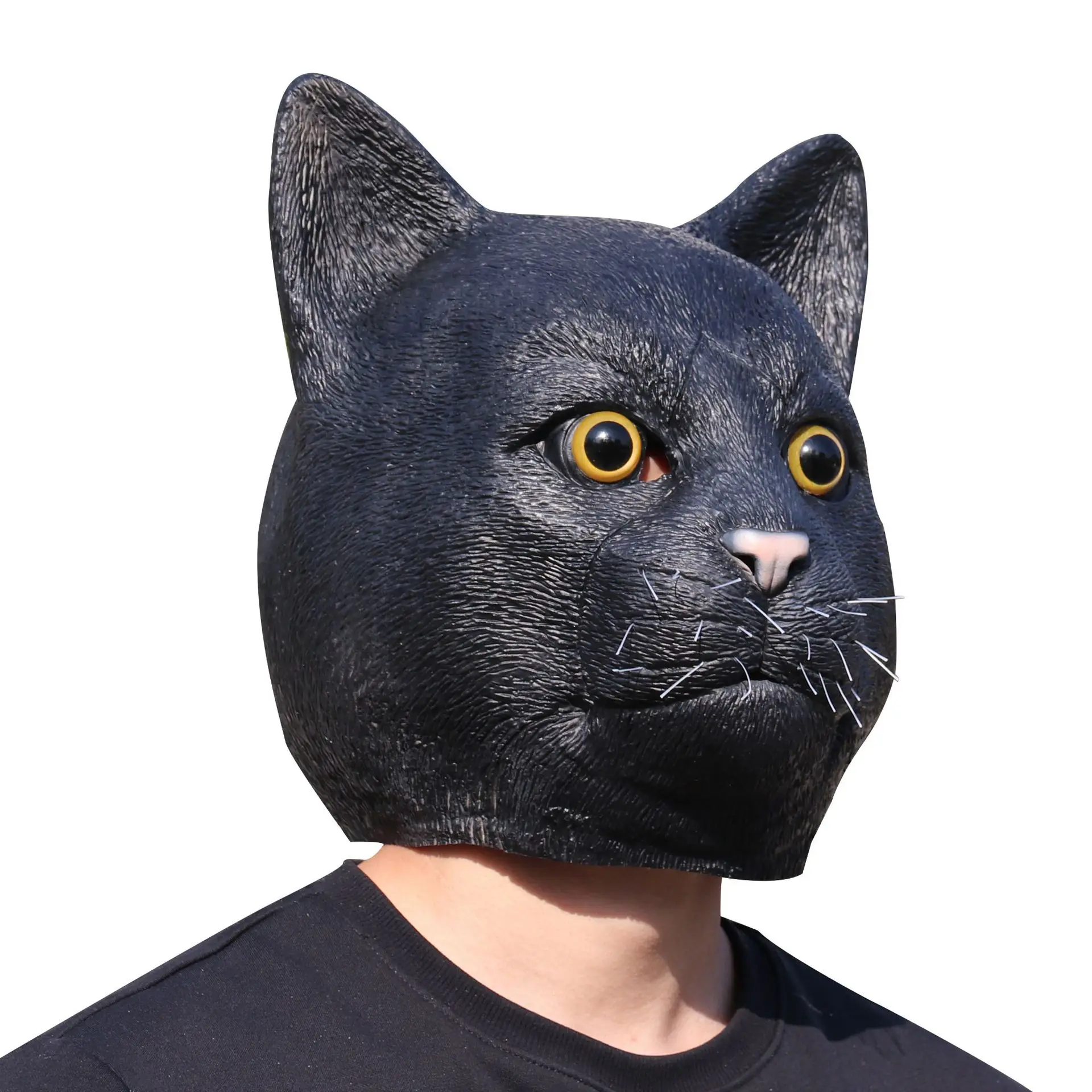 Halloween cosplay Black Cat Mask Crazy Zootopia Black Cat Latex Headset 3D Party Mask